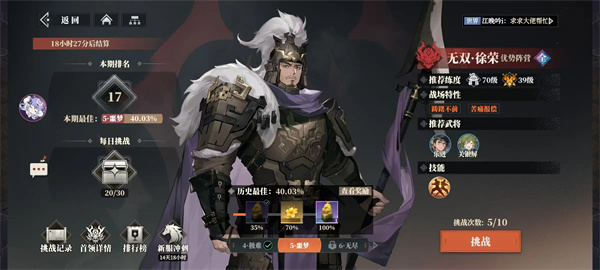 Three Kingdoms Fantasy Continent 2 The Unparalleled Xu Rong's Lineup Recommendation