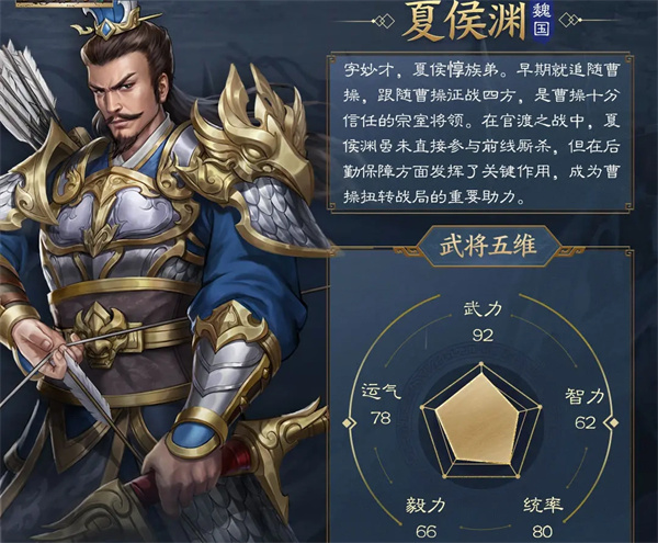 Introduction to the skills of Cao Cao's Legend of Xiahou Yuan in the New Three Kingdoms Legend of Cao Cao's Legend of Xiahou Yuan, Recommended lineup of Cao Cao's Legend of Xiahou Yuan